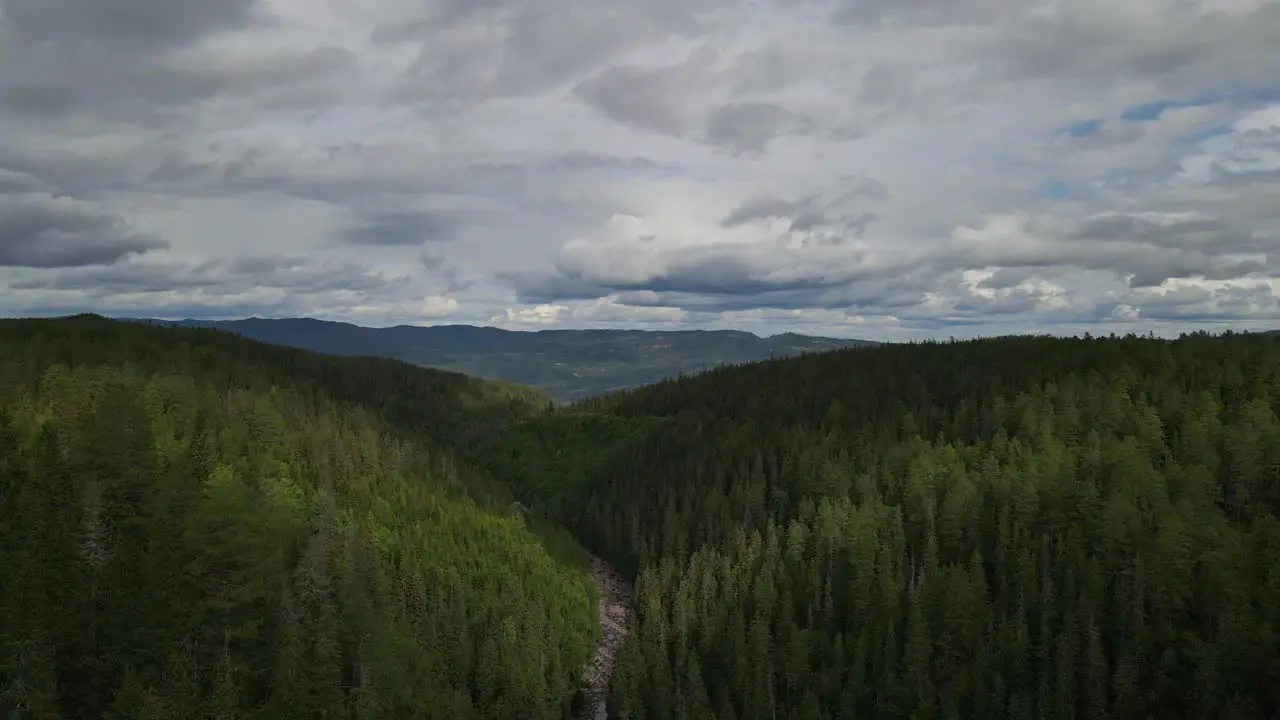 Drone footage of valley and river with almost no water in it