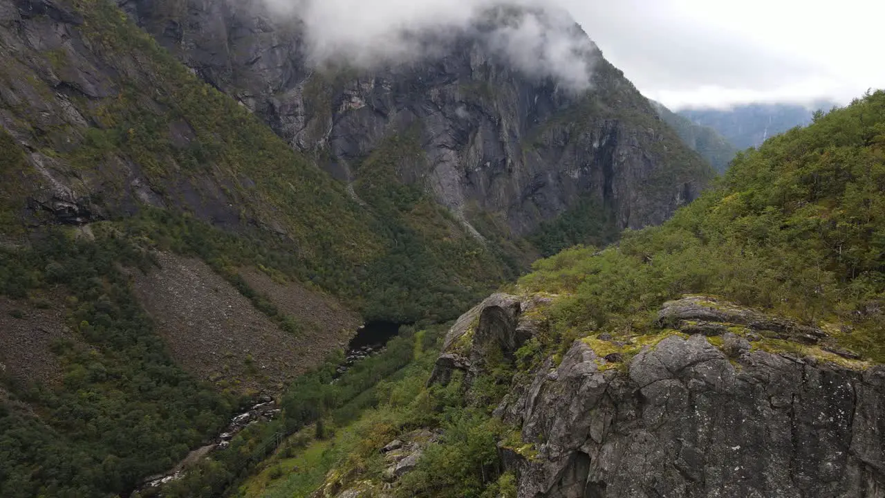 Drone footage of beautiful valley in Western Norway