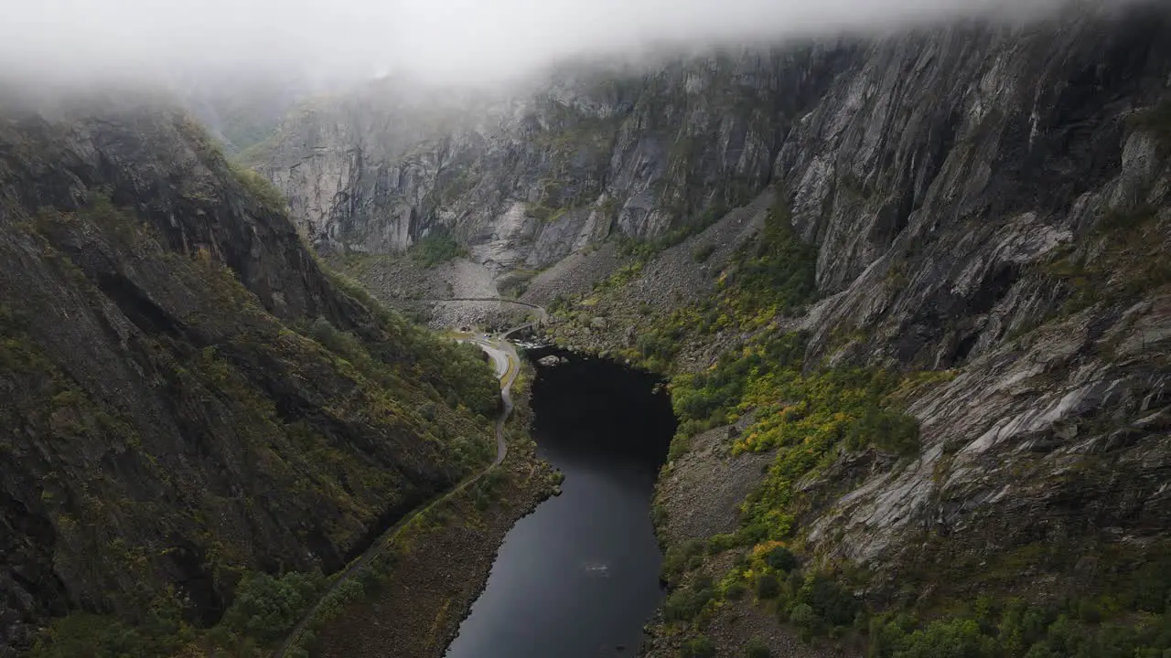 Flying over beautiful Måbødalen valley in Western Norway