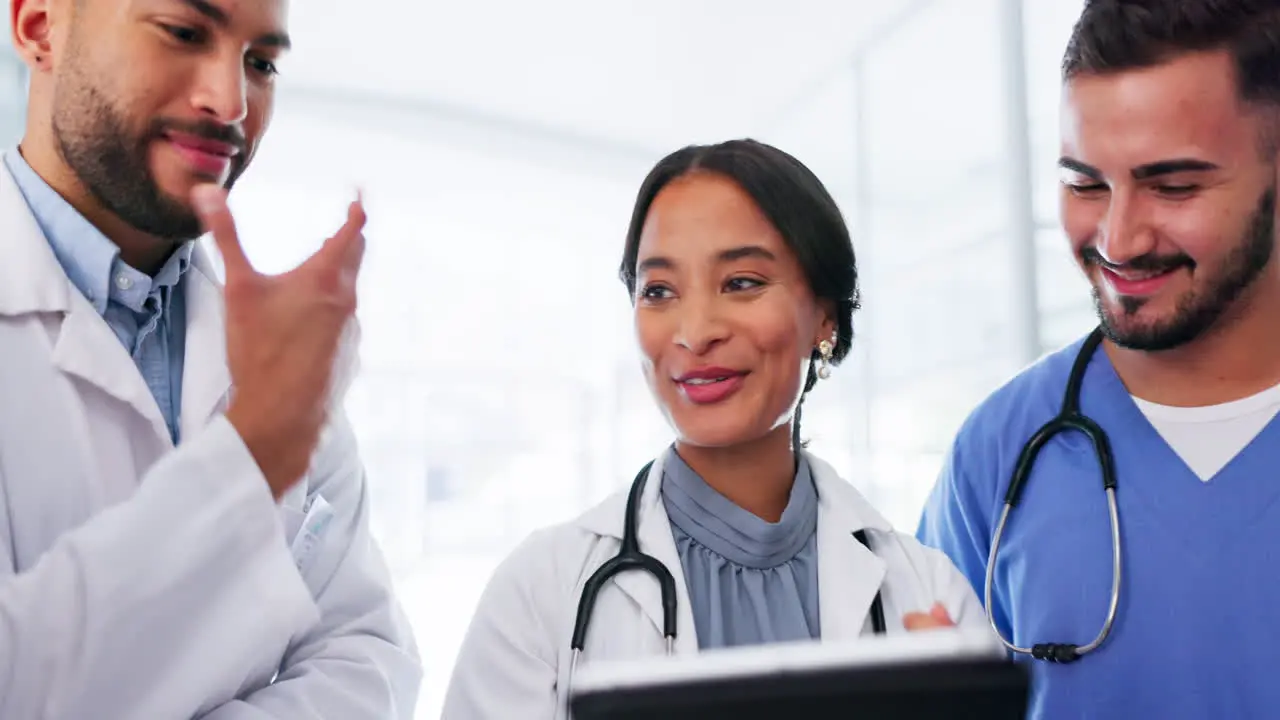 Diversity tablet and team of doctors