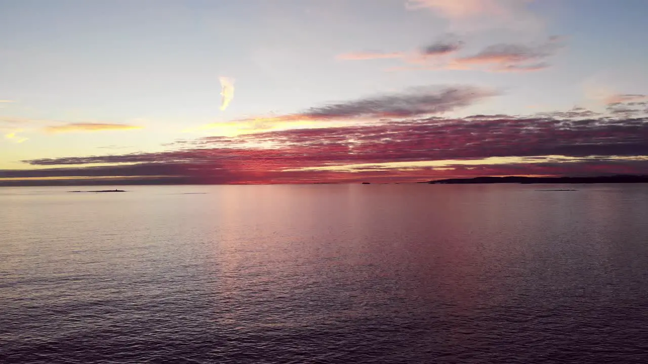 Colorful sunset over North sea in Winter