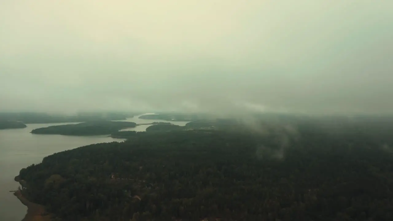 Drone Above the Clouds in Finland Forest 4K