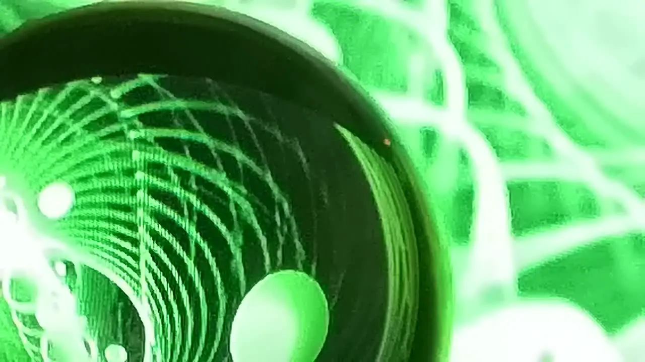 Crystal ball green futuristic light show digital vortex cyberpunk effects