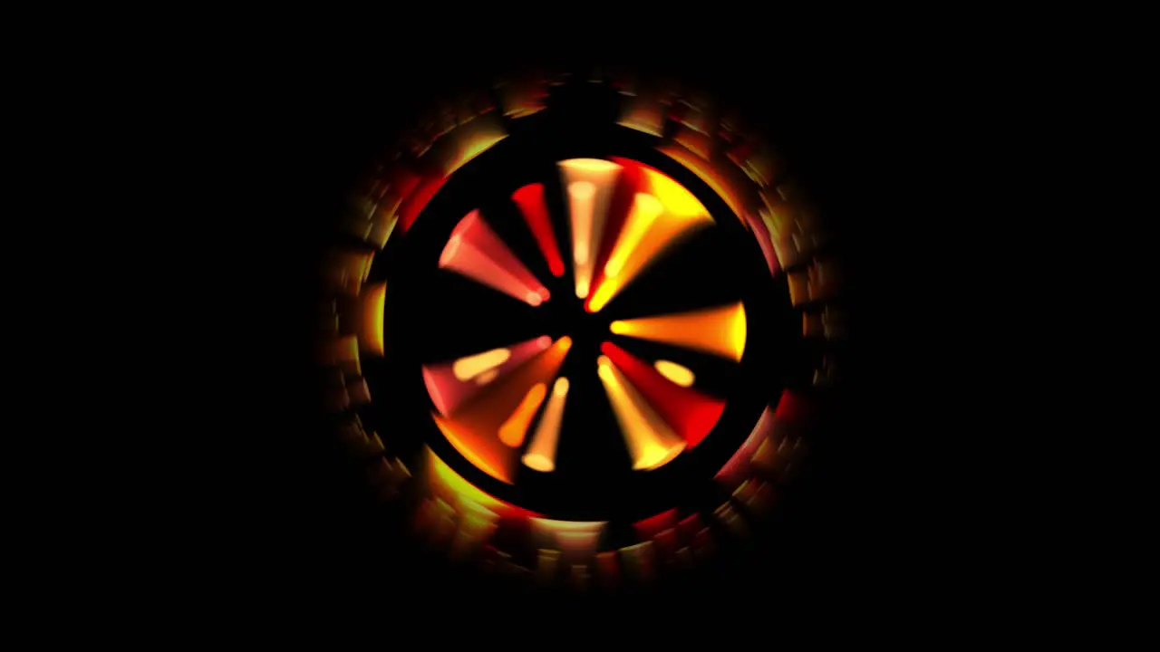 Animation of spinning golden orange colored light rays in a circle