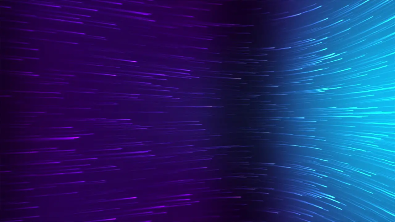 Animation of glowing colorful purple and blue flowing lines simulating fiber connections and datum transmission