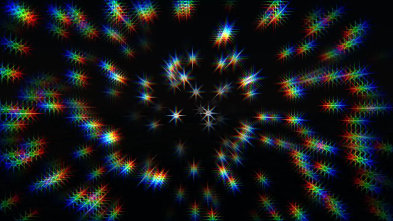 Animation of starry shaped bokeh with cromatic distortion