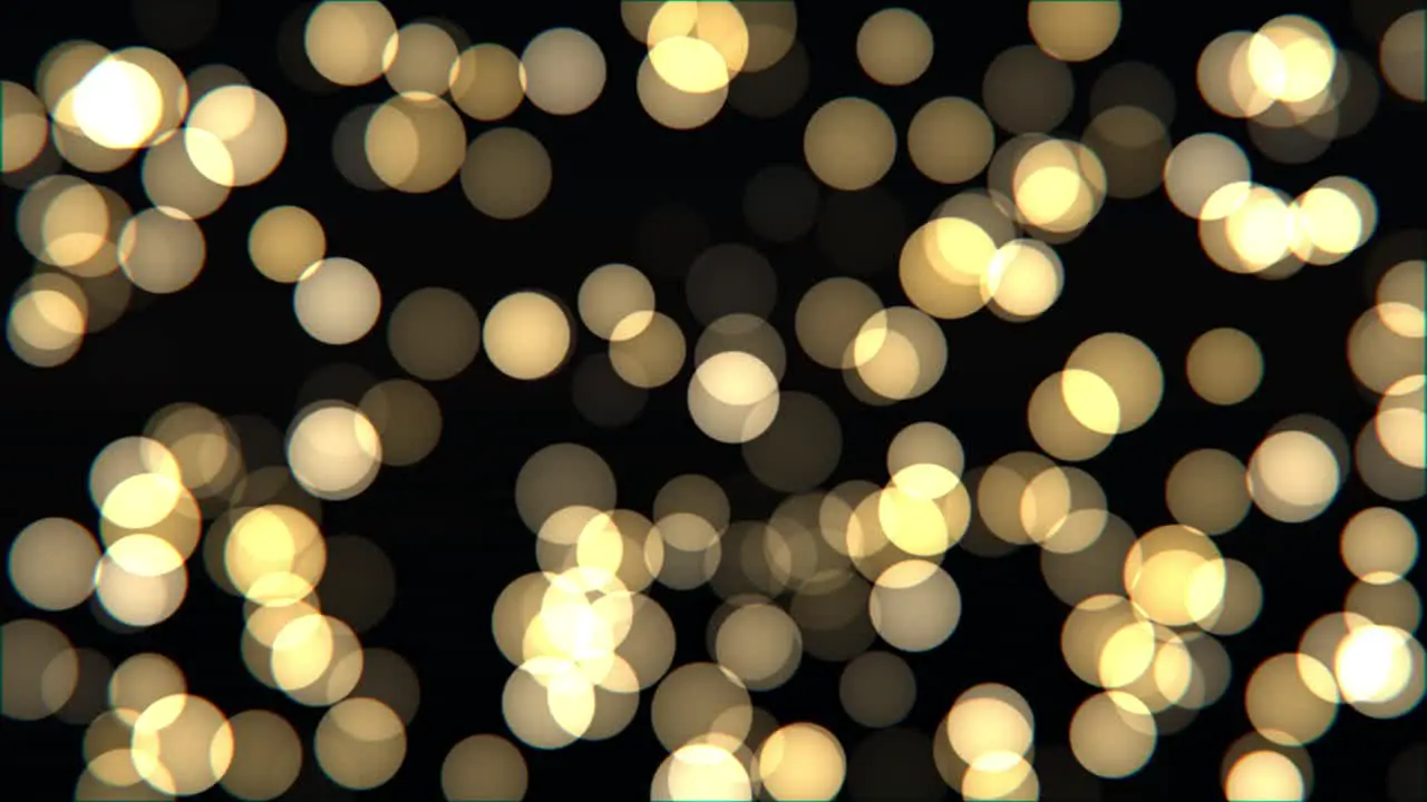 Animation of defocused golden circles light bokeh