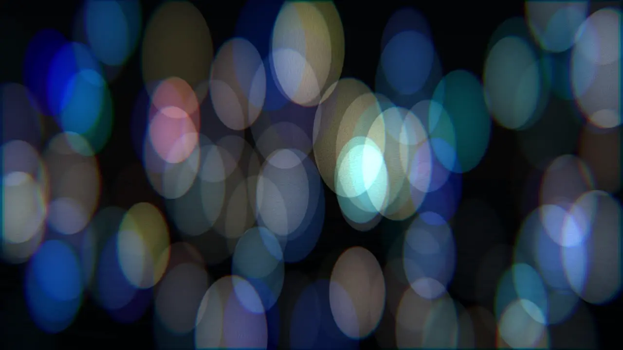 Animation of bokeh with increased multicolored circles hight and subtle horizontal drift