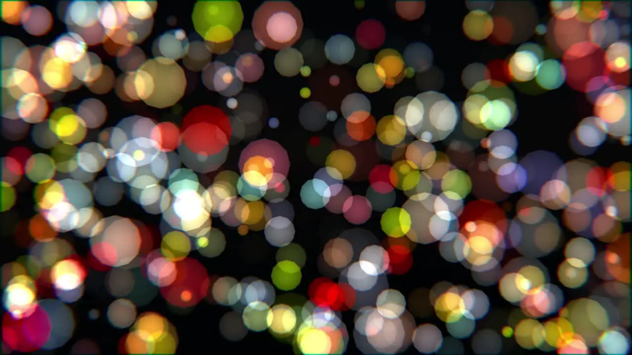 Animation of bright and colorful trembling circles bokeh