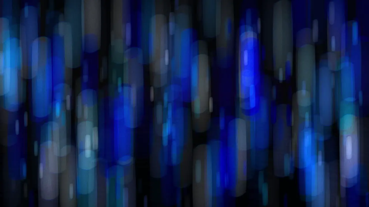 Animation of stretched rounded square bokeh with vibrant blue tones