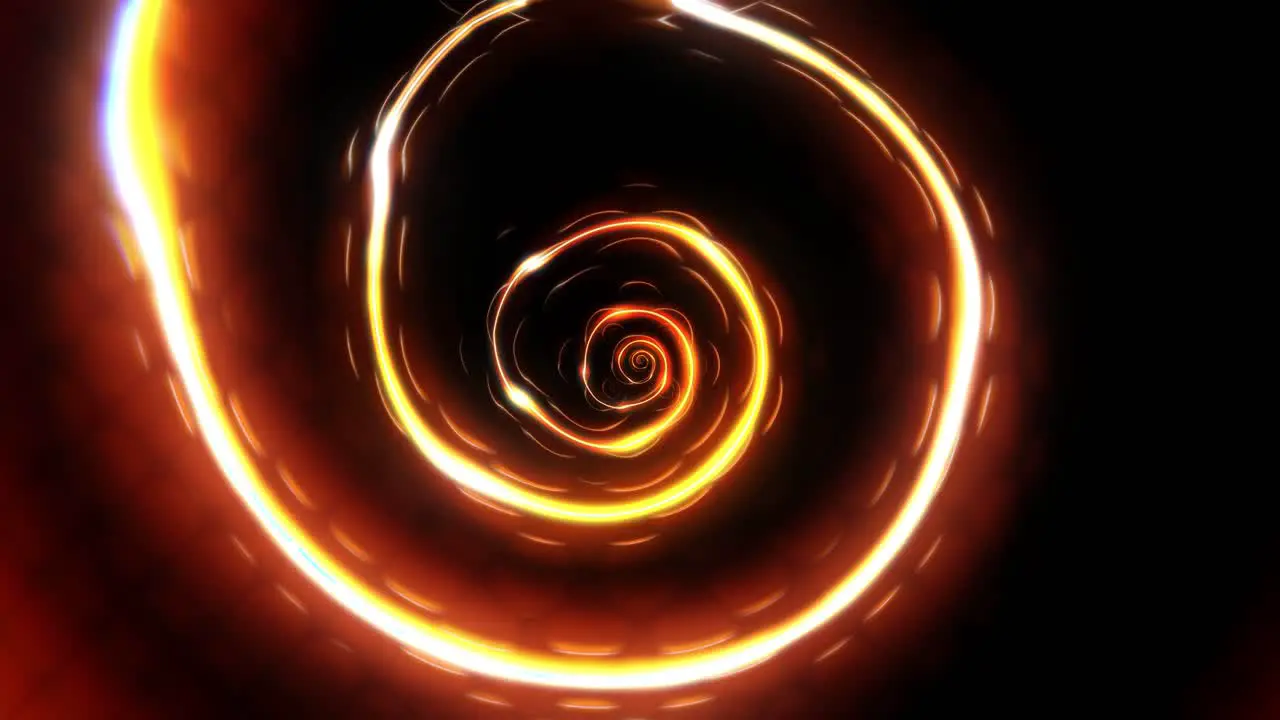 Animation of infinite golden glowing spiral void