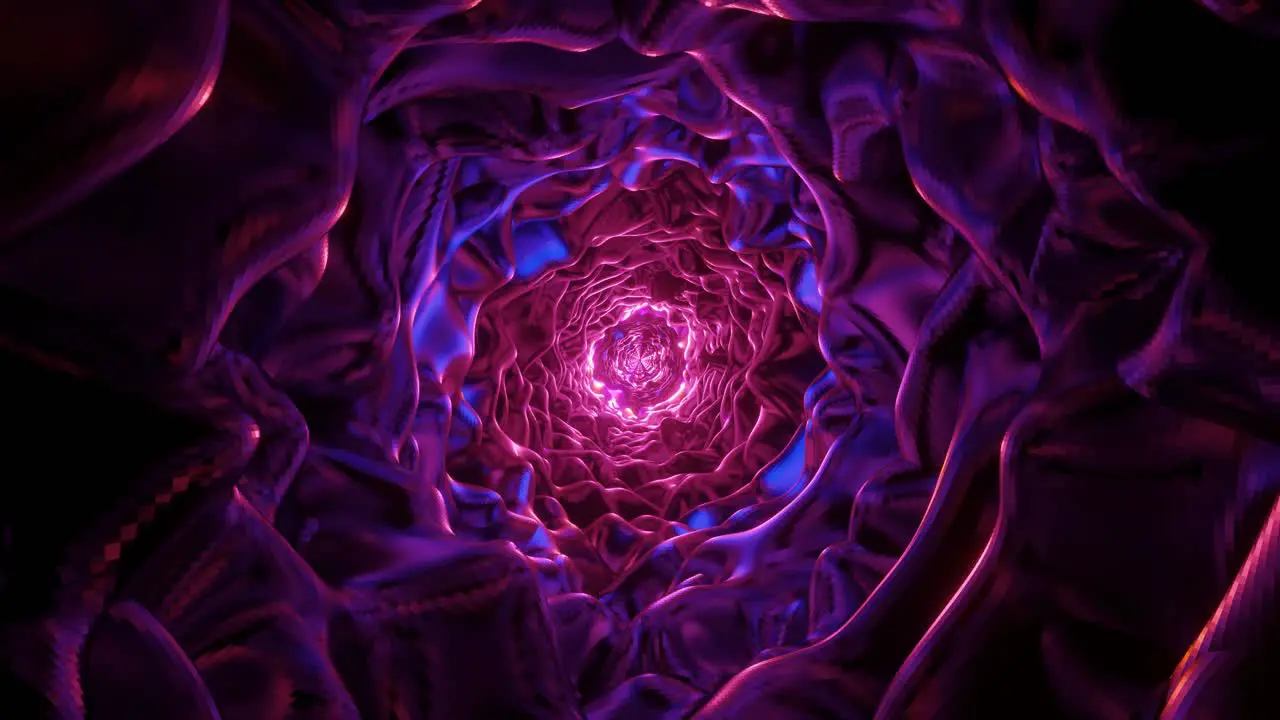 Sci-fi seamless animated loop tunnel in purple 3d rendering