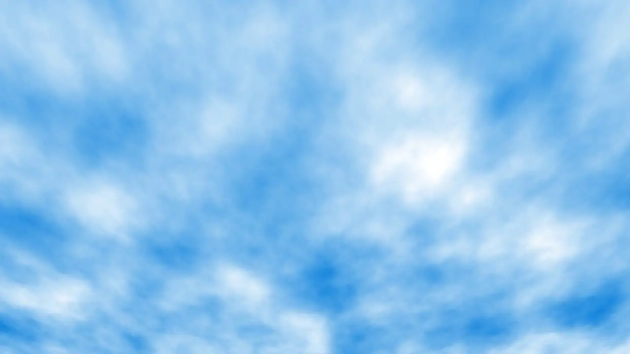 Animation of fast moving clouds on blue sky