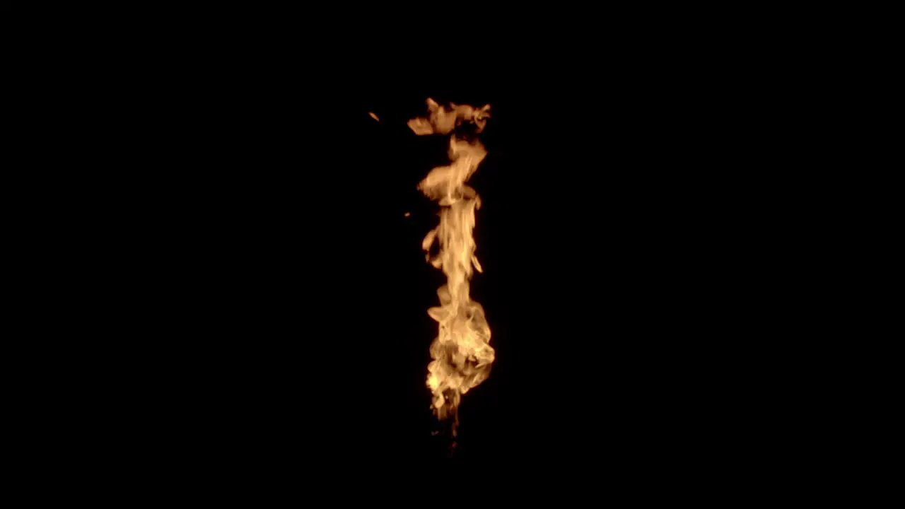 Gas burning fire flame isolated on dark black background vfx element