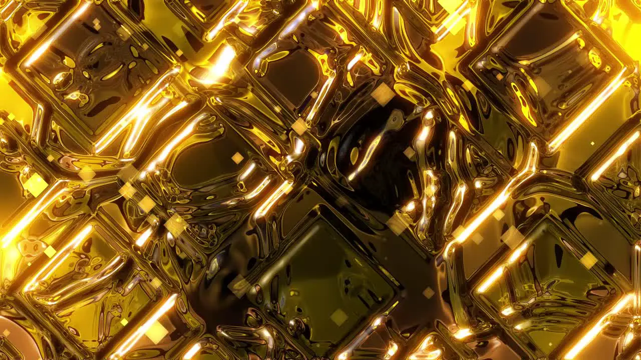 Animation of flowing glassy golden liquid background