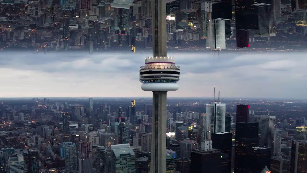 Repeated world effect CN tower on Toronto skyline background VFX edit