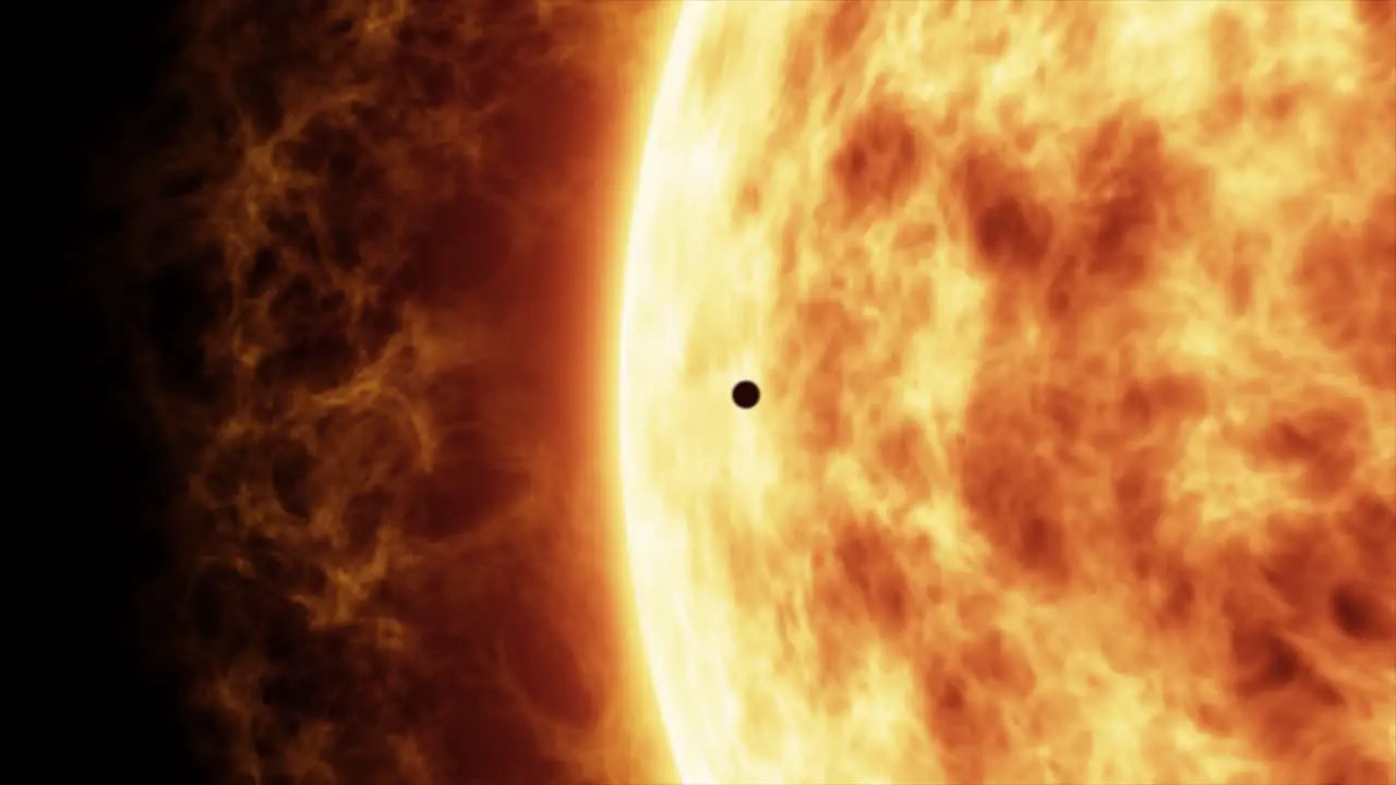 Highly detailed 3D VFX simulation of the 2019 transit of Mercury across the brilliant face of the Sun