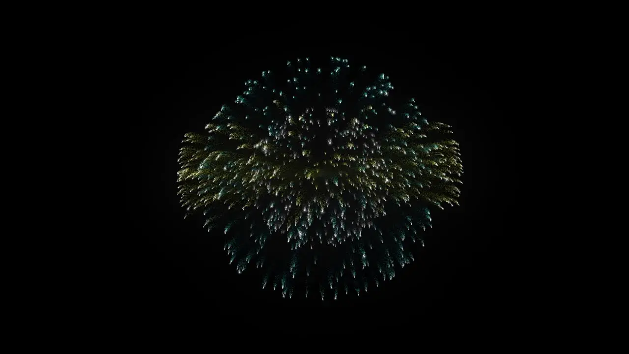 Fireworks exploding on dark background screen starting from center of the screen and forming round shape