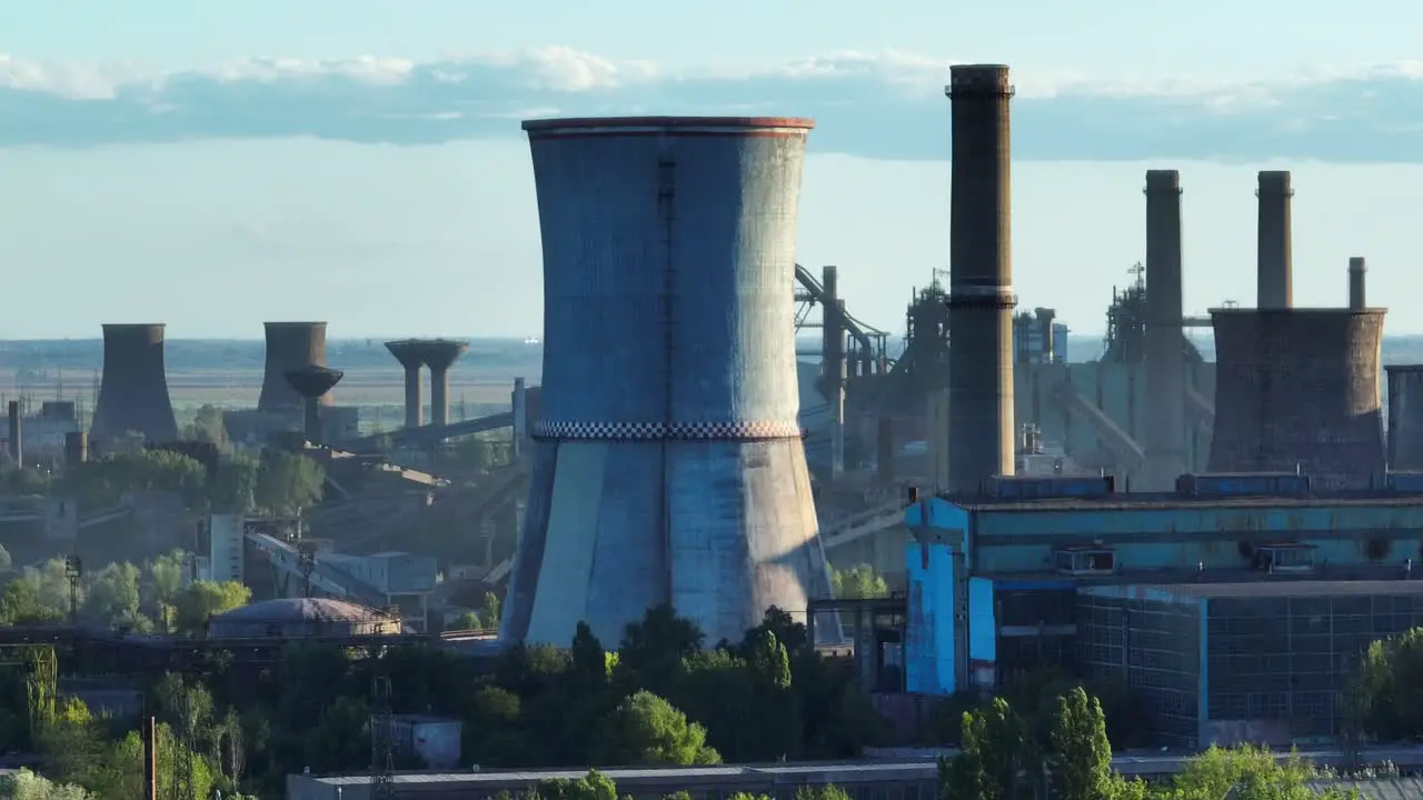 Cooling Towers And Chimney Of Industrial Factory In Galati Romania