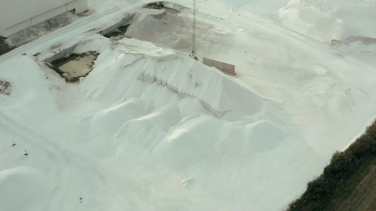 Drone flight Pile of white sand from danish workplace