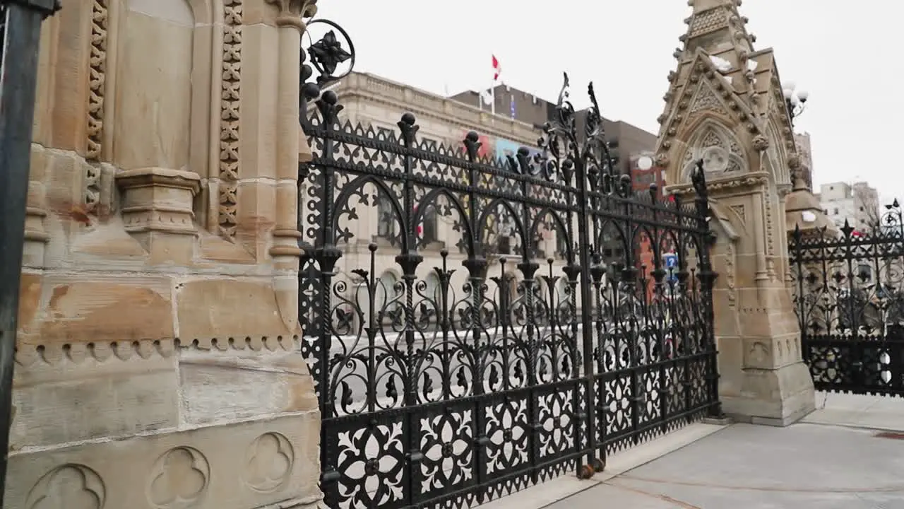 The gates in front of Parliament hill in Ottawa Canada