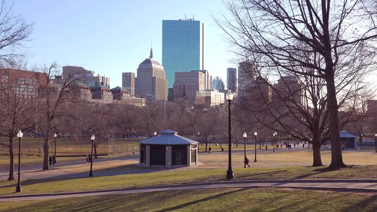 Downtown Boston Massachusetts with Boston Common park and church 1