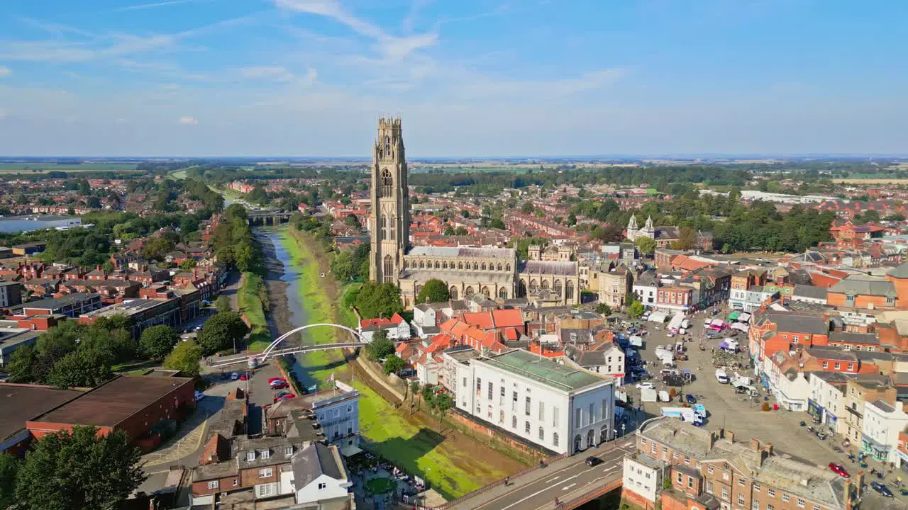 Boston Lincolnshire A UK market town with a storied past as the Pilgrim Fathers' birthplace