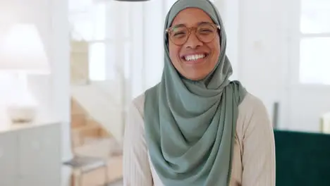 Muslim business woman and laughing in creative