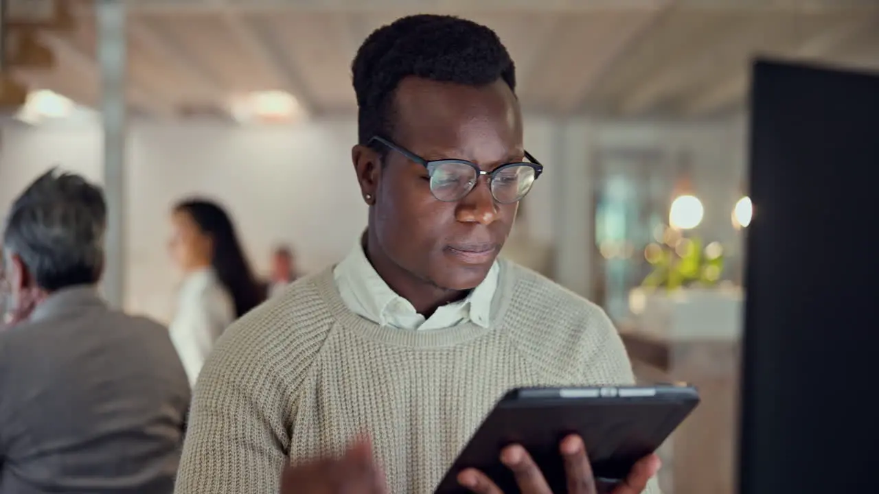 Tablet thinking and business man on computer