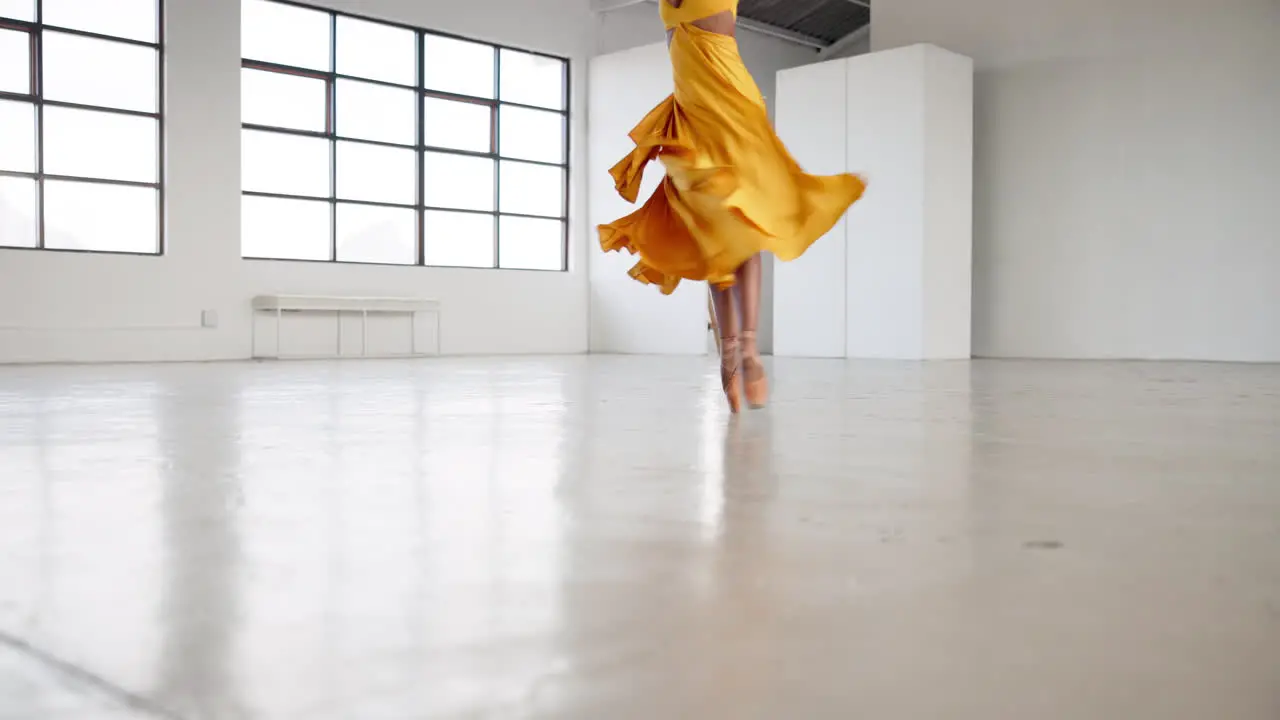 Dancing dress and feet of ballet woman