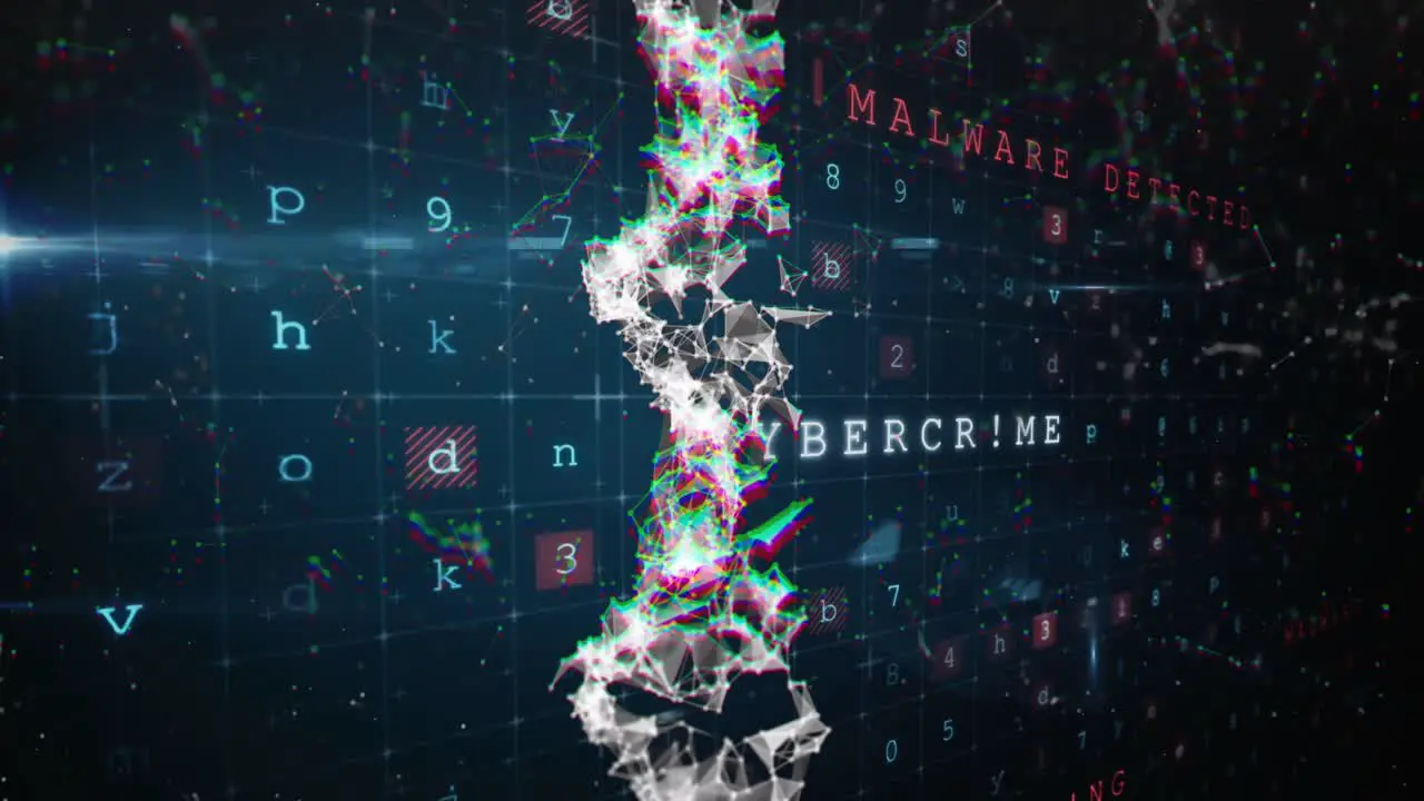 Animation of dna firewall and scanning over navy background