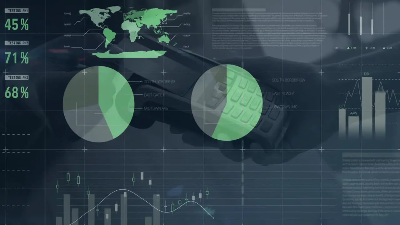 Animation of financial data processing over payment terminal