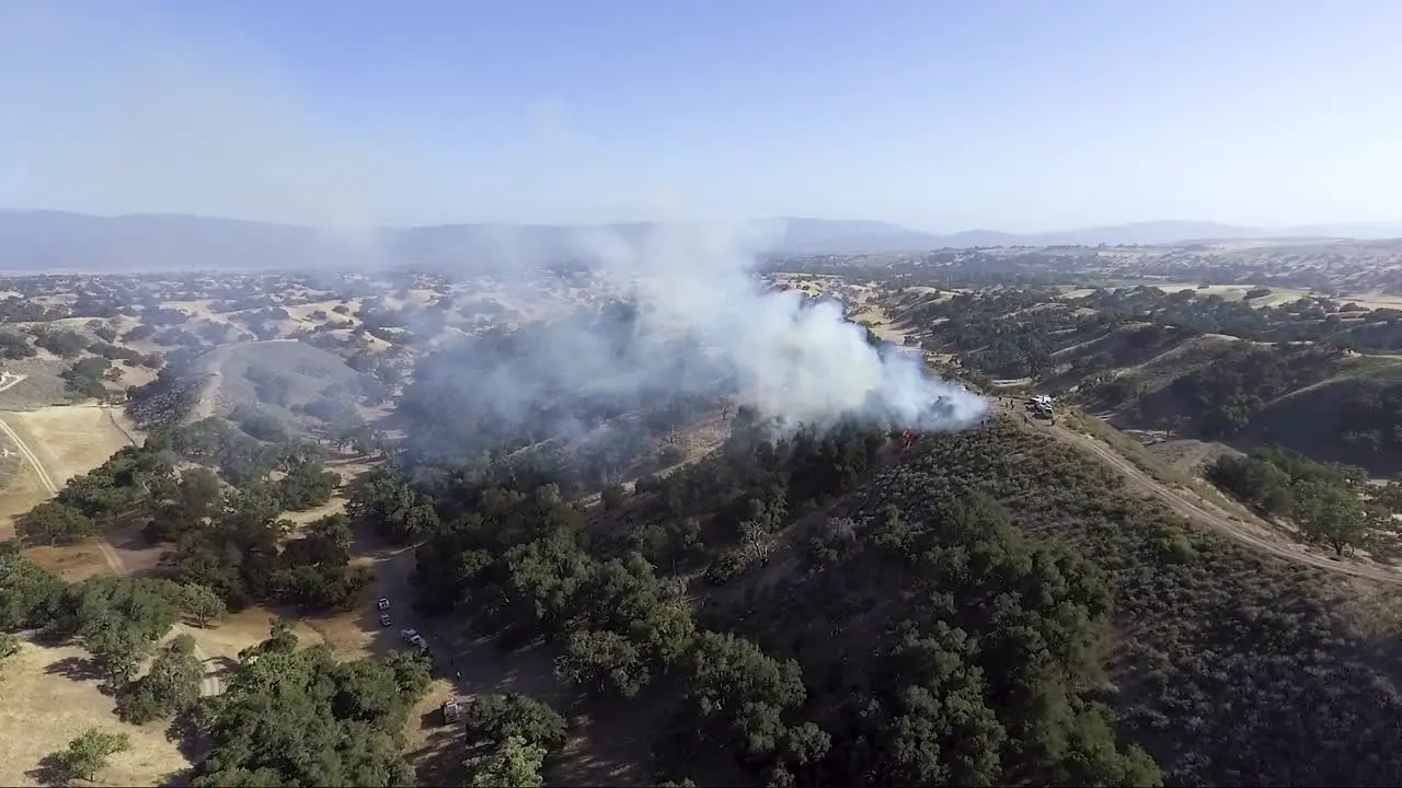 Fire break stops fire at the top of a hill