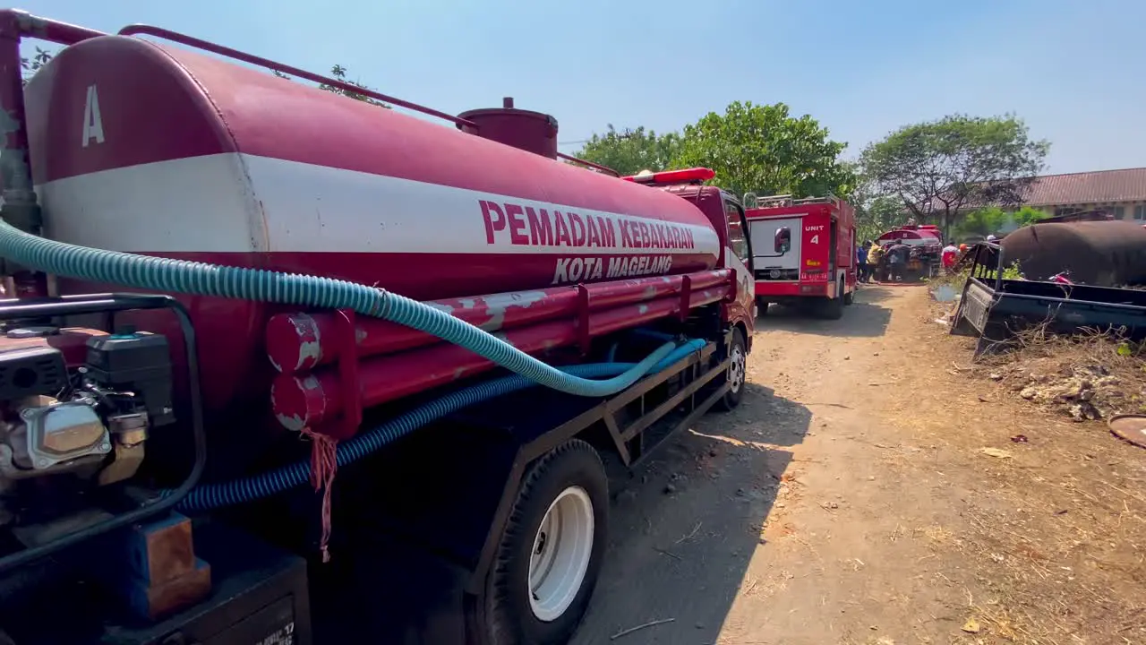 Fire fighters at work in Java indonesia