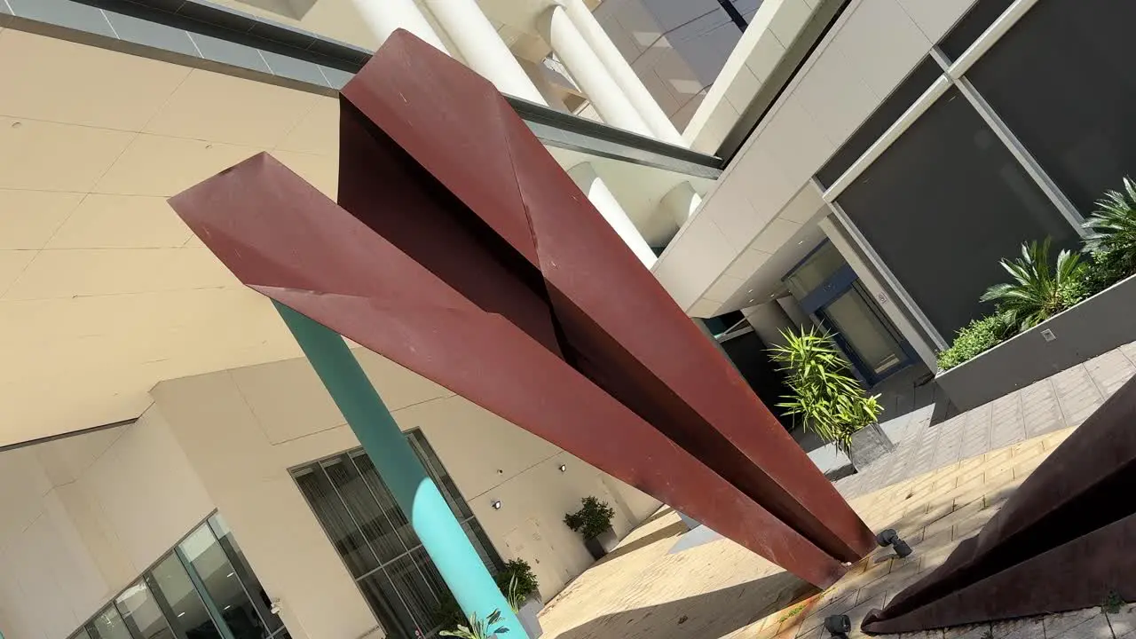 Giant Paper Aeroplane art sculpture made of rusted metal on Adelaide Tce Perth Western Australia