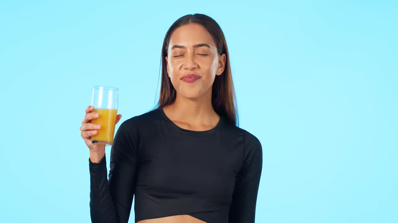 Happy blue background and face of a woman