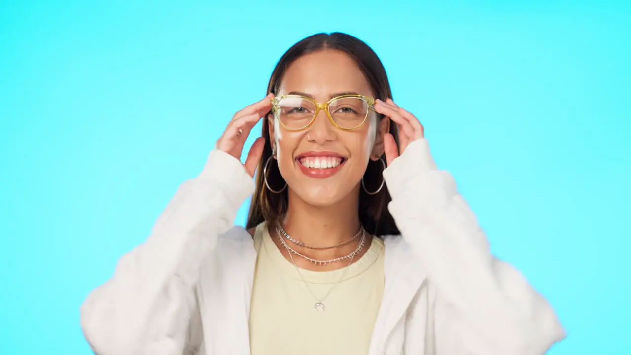 Blue background stylish and face of a woman