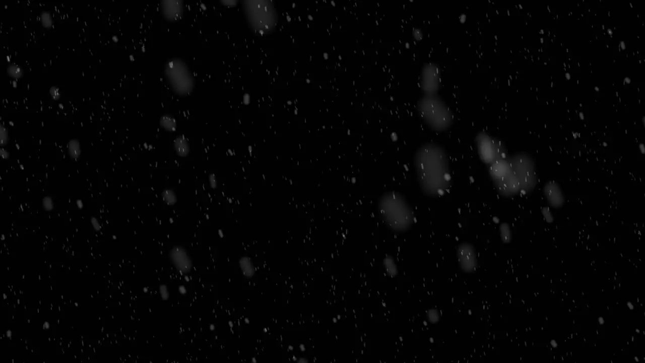 Falling snow against black background for overlay Alpha