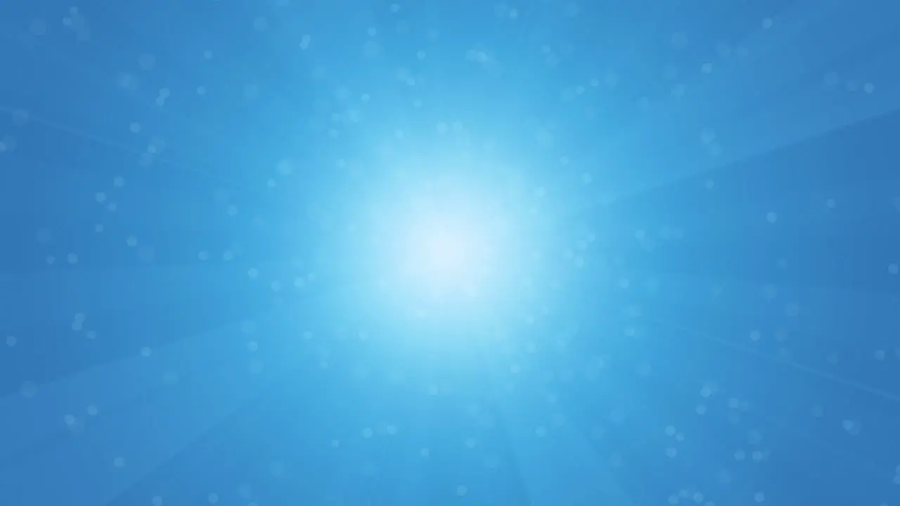 Rotating sunrays with floating particles 4k Abstract blue background