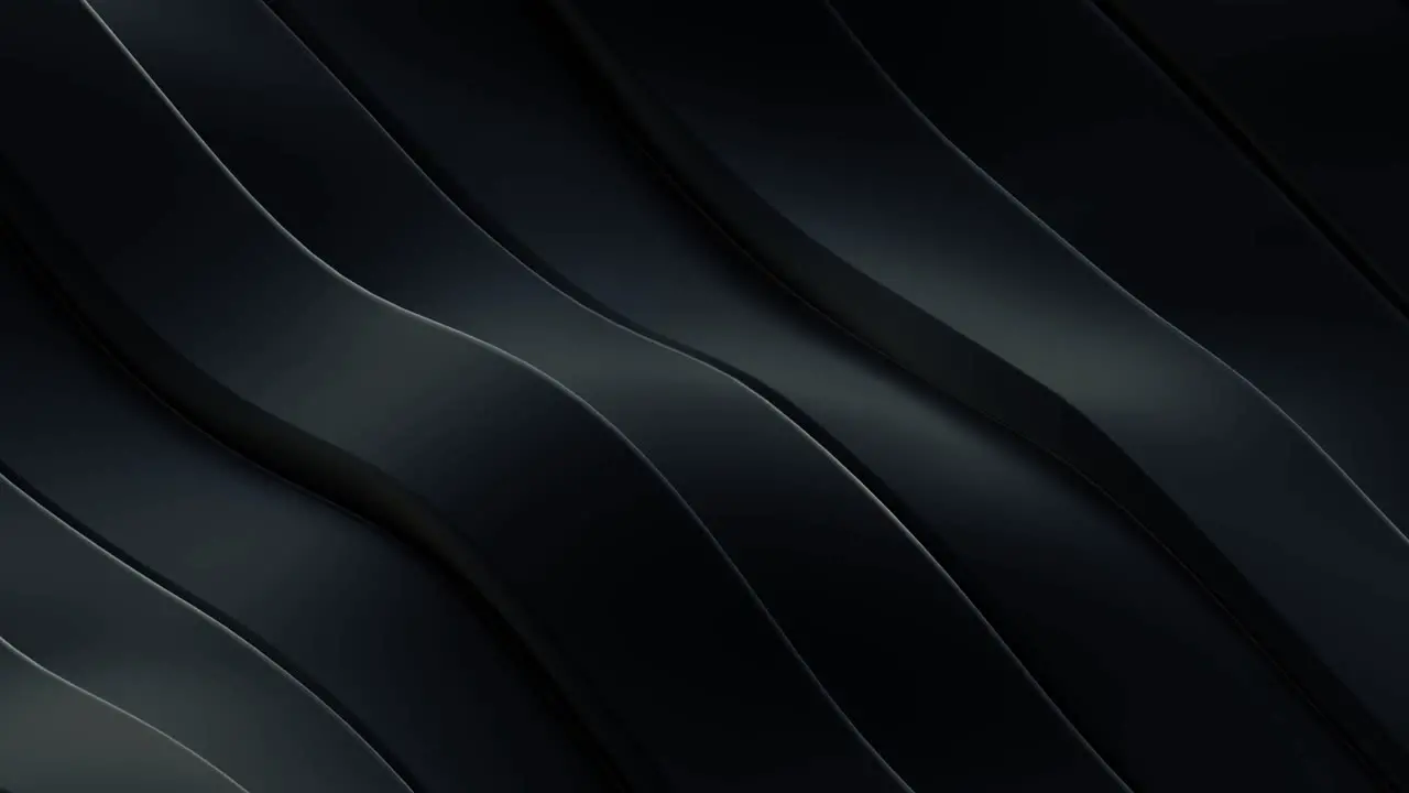 Modern 3D animation in loop of black wavy stripes with soft shimmering waves