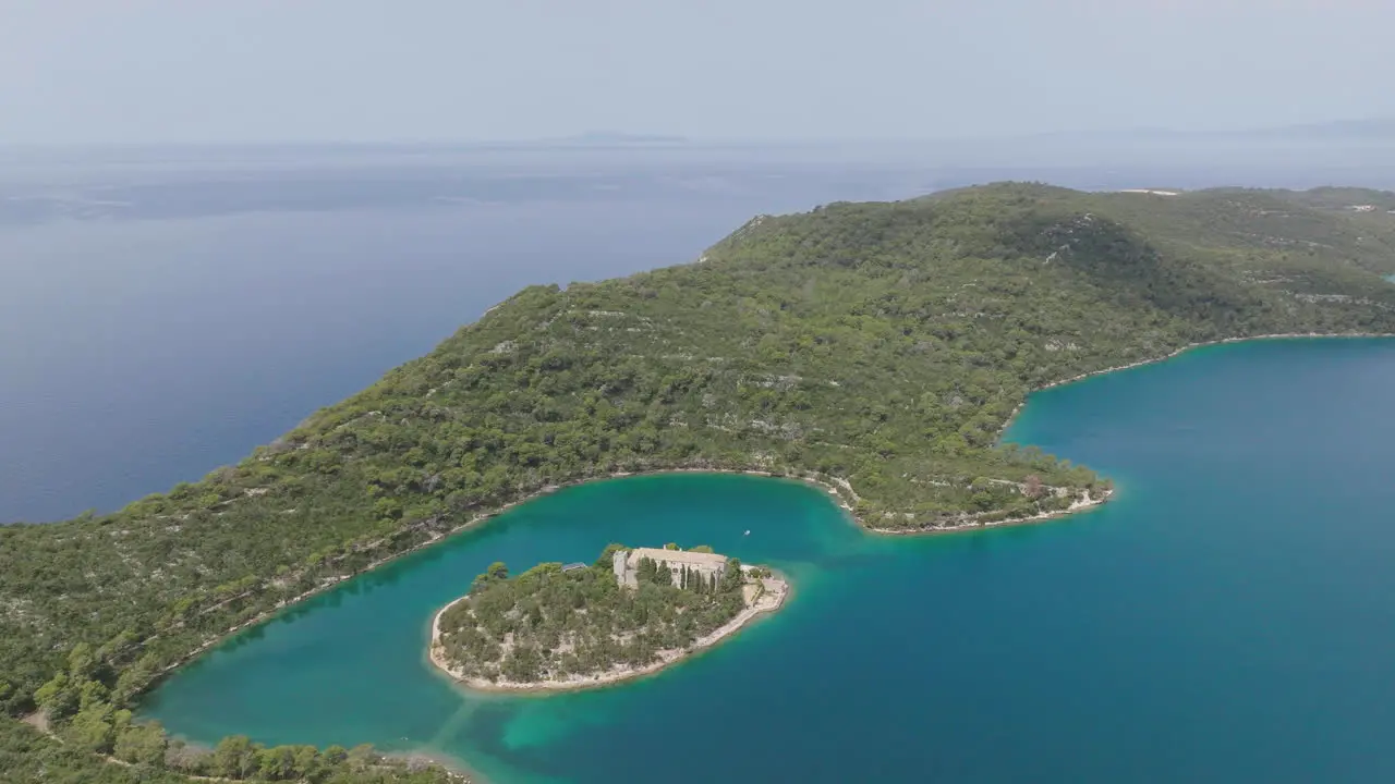 AERIAL Shot of Mljet Island National Park in