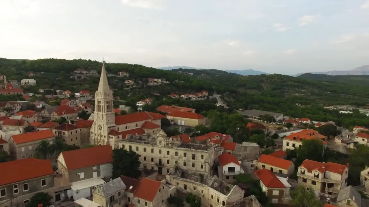 Aerial view of a church in Sumartin Island Brac Croatia Europe