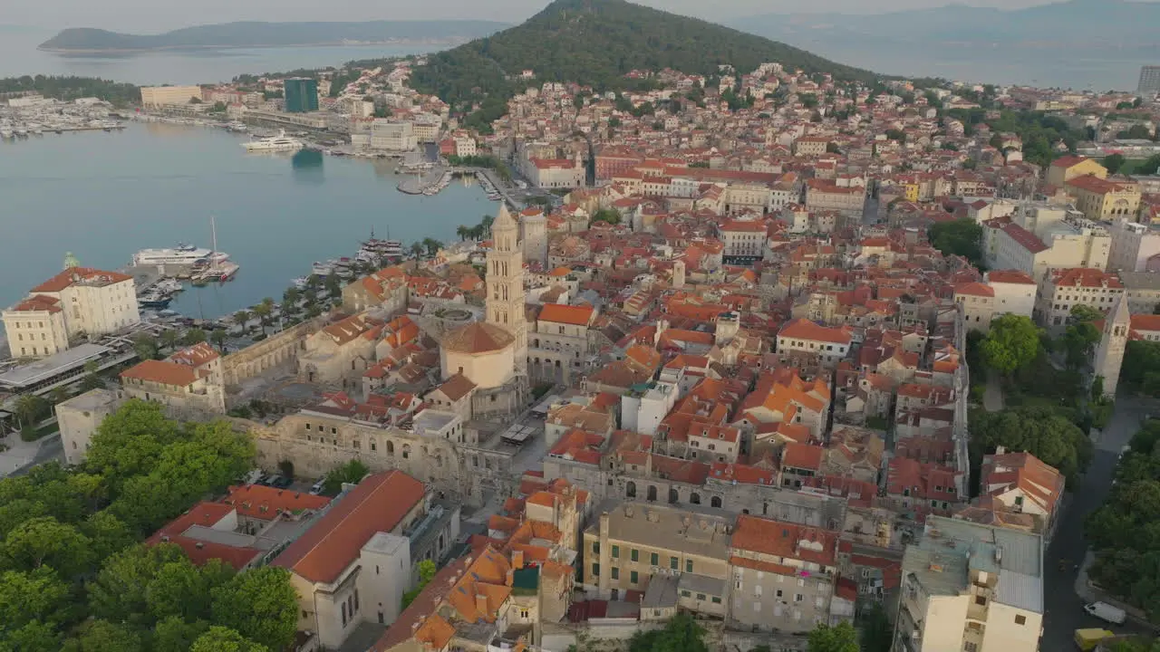 AERIAL Shot of the city of Split in Croatia Europe-22