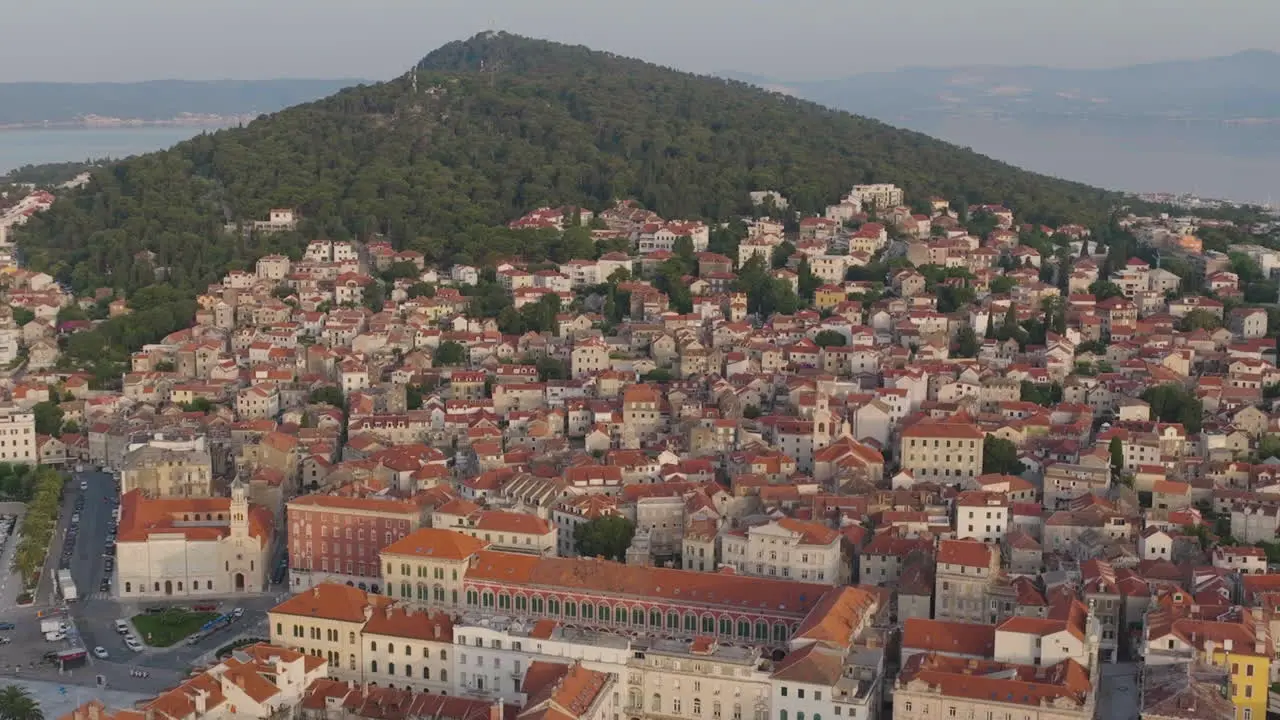 AERIAL Shot of the city of Split in Croatia Europe-7