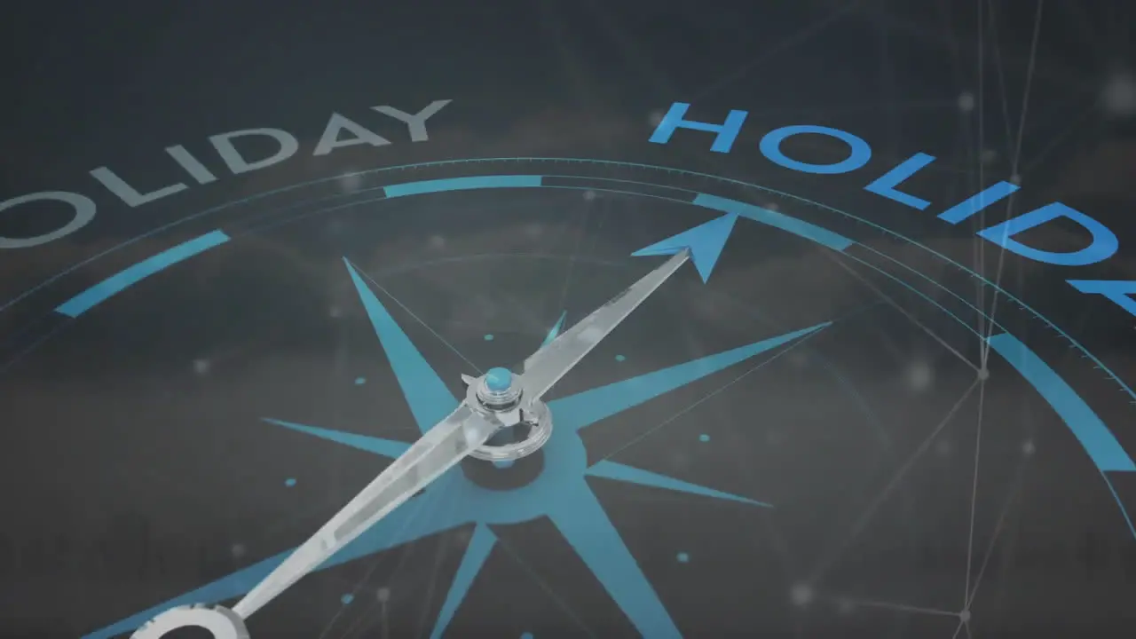 Animation of magnetic needle on compass pointing to holiday text