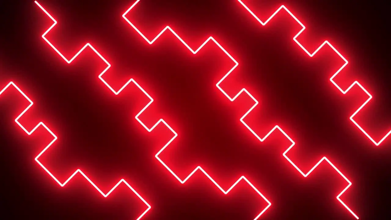 Red neon background loop with abstract geometric lines blinking still red geometrical neon lines backdrop