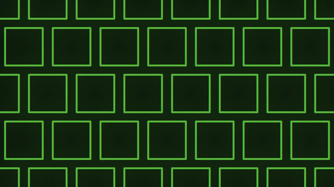 Geometric green square pattern on black background