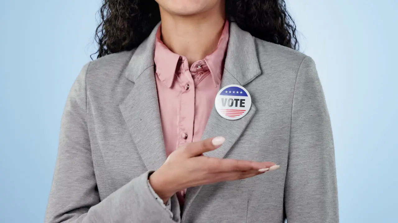 Woman in studio with campaign to vote