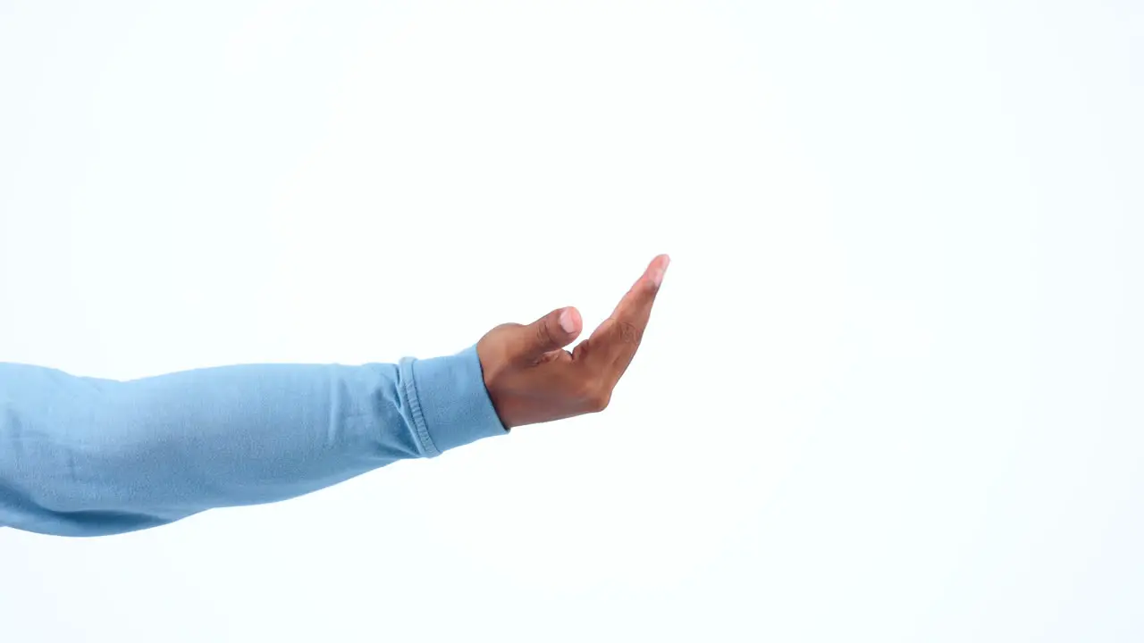 Isolated calling gesture and a hand on a white