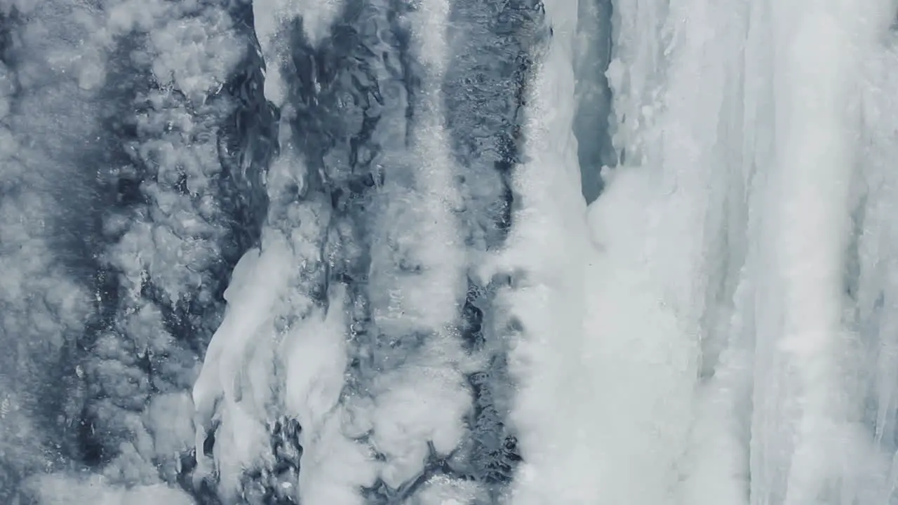 Ice background Ice surface Icy waterfall Water flow under ice Close Up